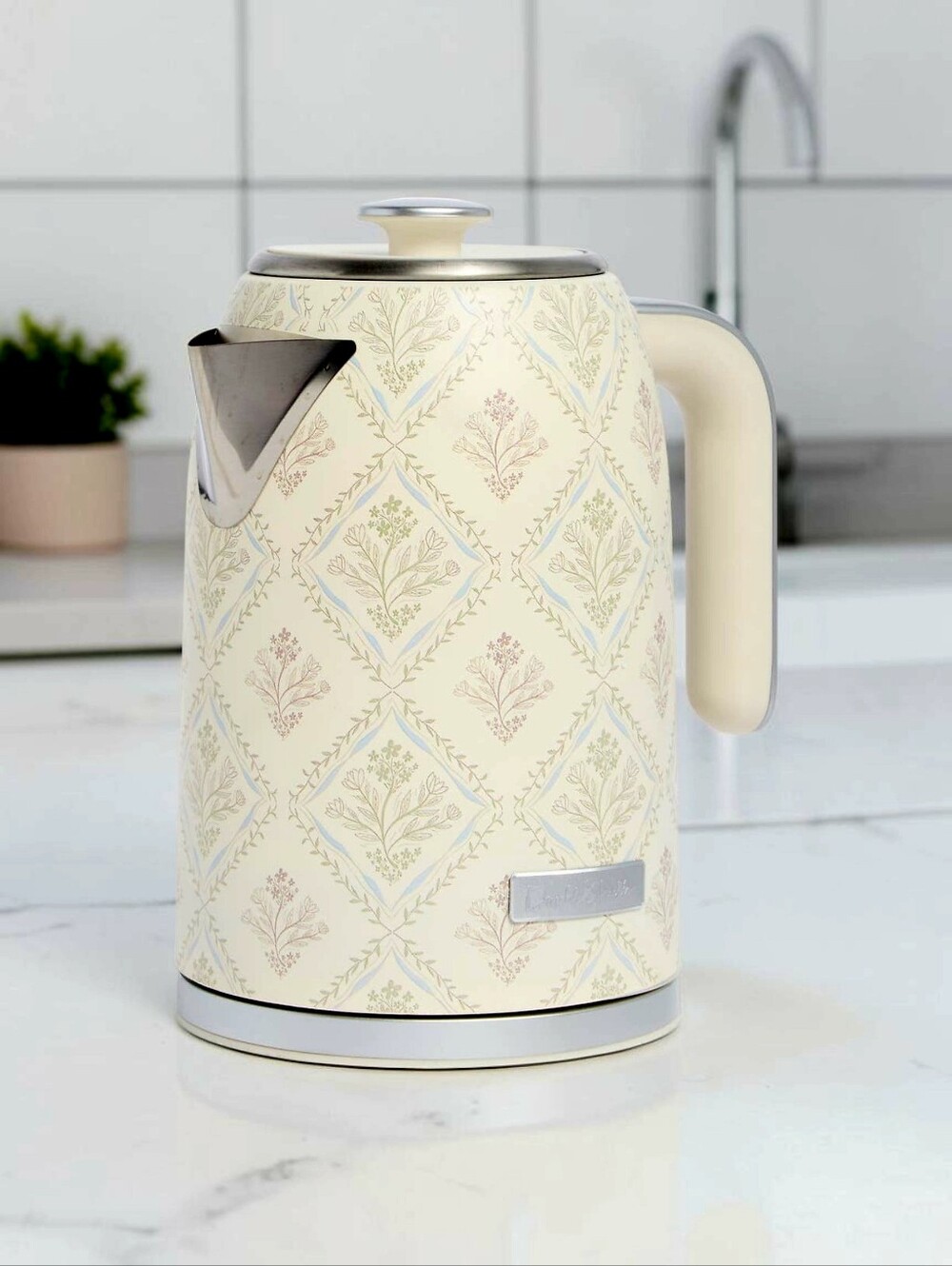 NEW Dwell Studio Cottagecore Print Electric Kettle Stainless Steel 1.7 LT